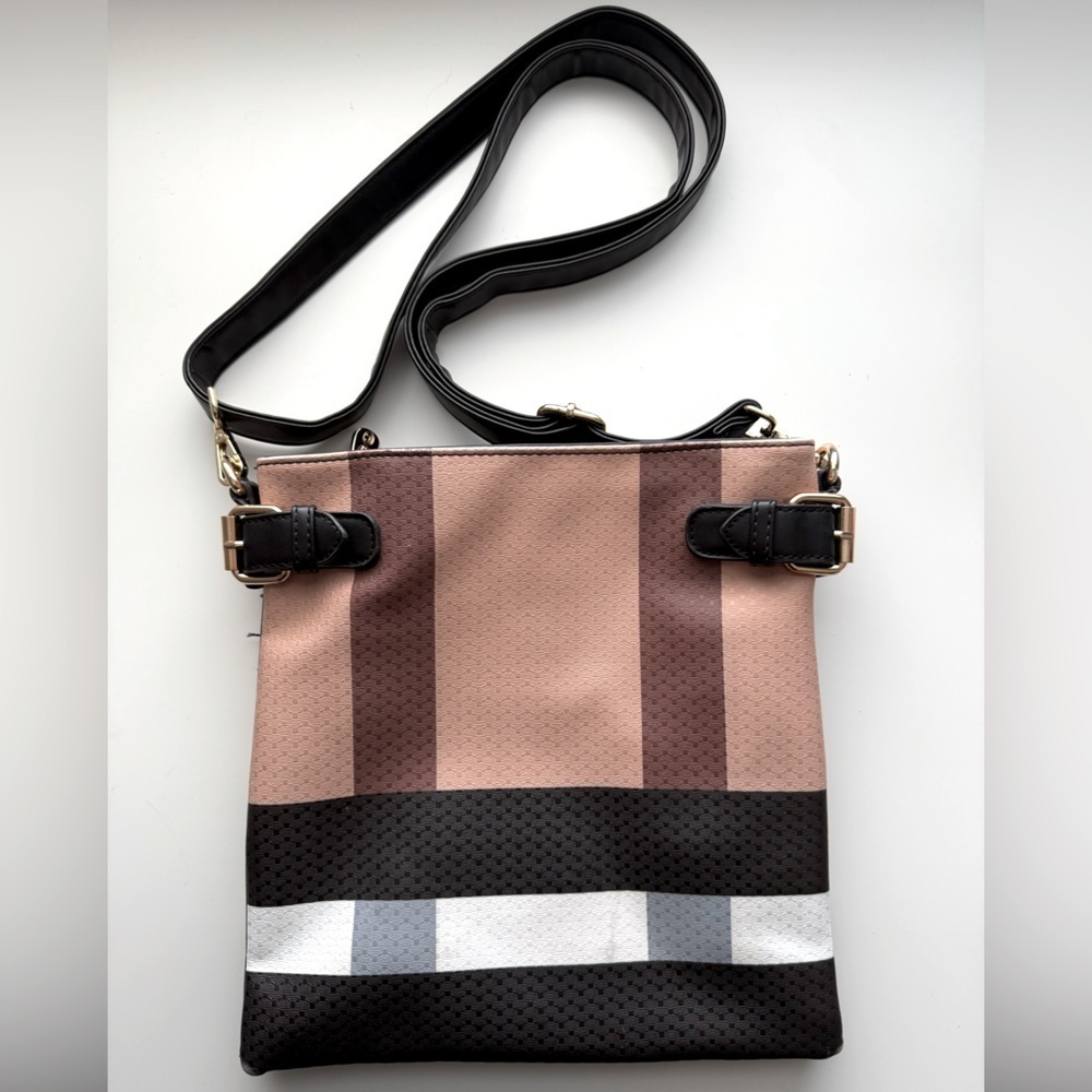 Stylish Brown and Black Crossbody Bag with adjustable straps